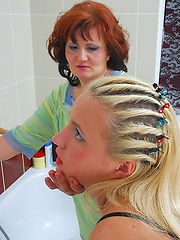 Lesbian initiation in the bathroom